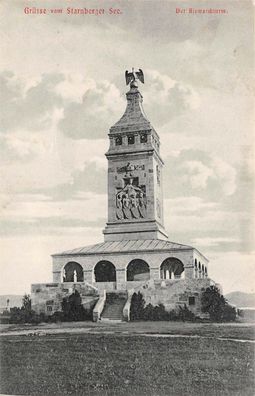 Grüsse vom Starnberger See Der Bismarckturm Postkarte AK 1915