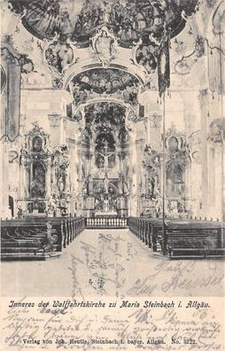 Inneres der Wallfahrtskirche zu Maria Steinbach Allgäu Bayern Postkarte AK 1908