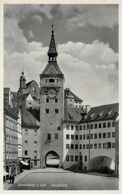 Landsberg a. Lech Stadtplatz Postkarte AK 1938