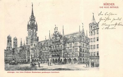 München Das neue Rathaus Postkarte AK 1903