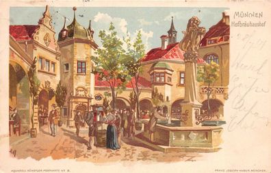 München Hofbräuhaushof Postkarte 1901