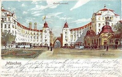 München Karlsthorrondell Postkarte AK 1903