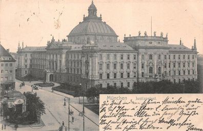 München Justizpalast Postkarte AK 1905