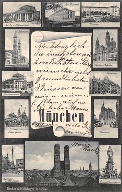 München Universität St. Ludwigskirche Peterskirche Hofbräuhaus Postkarte AK 1904