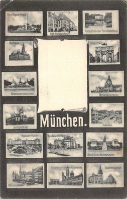 München Kgl. Hofbräuhaus Rathaus Bahnhof Marienplatz Postkarte AK 1907