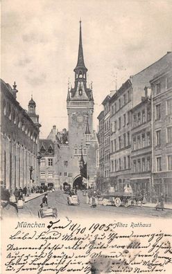 München Altes Rathaus Postkarte AK 1905