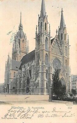 München St. Paulskirche Postkarte AK 1905