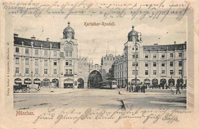 München Karlsthor-Rondell Postkarte AK 1901