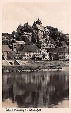 Schloß Mainberg bei Schweinfurt "Gasthaus z. schwarzen Adler" Postkarte AK 1937