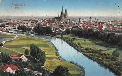 Totalansicht von Regensburg Bayern Postkarte AK 1923