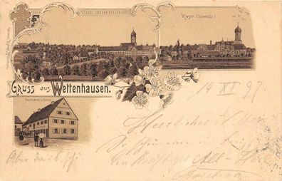 AK Wettenhausen Günzburg Gasthaus zur Sonne Litho Postkarte 1897