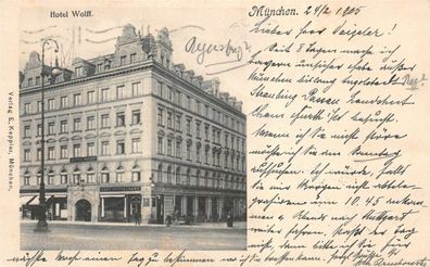 AK München Hotel Wolff Postkarte 1905