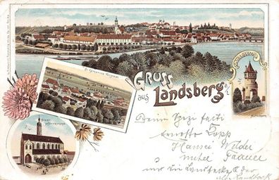 AK Landsberg am Lech Vorstadt Litho Postkarte 1897