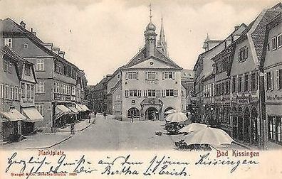 Bad Kissingen Marktplatz mit Restaurants 1904