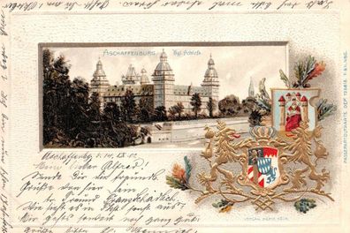 Aschaffenburg Kgl. Schloß Postkarte AK geprägt 1902