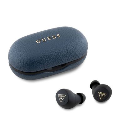 Guess PU Grained ENC TWS Kabellose Kopfhörer Bluetooth Headsetmit Ladetui - Blau