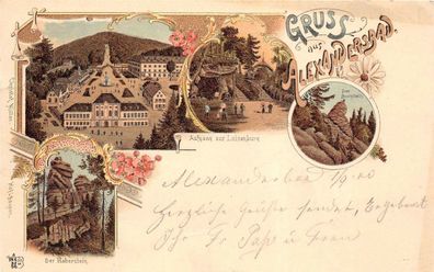 Gruss aus Alexandersbad Luisenburg Litho Postkarte 1900