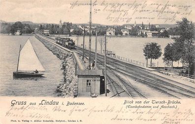 Gruss aus Lindau i. Bodensee Blick von der Tiersch-Brücke Postkarte AK 1903