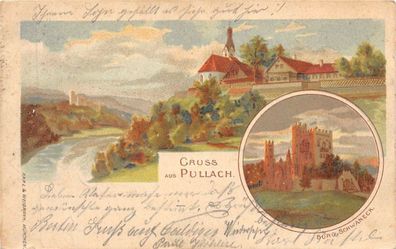 Gruss aus Pullach Burg Schwaneck Postkarte AK