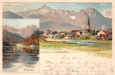 Gruss aus Garmisch Rissersee Postkarte 1898