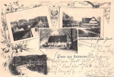 Gruss aus Holzleuten Gasthof z. Adler Postkarte AK 1904