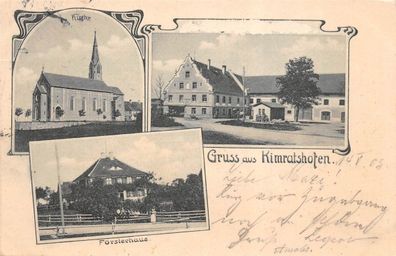 Gruss aus Kimratshofen Försterhaus Kirche Postkarte AK 1903