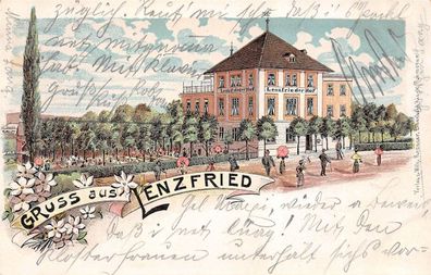 Gruss aus Lenzfried Lenzfrieder Hof Kempten Allgäu Litho Postkarte AK 1904