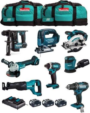 Makita MK801 18V LXT 9tlg. Kombiset Profi-Werkzeug-Kit mit Akkus & Ladegerät