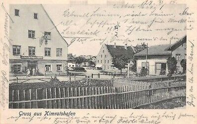 Gruss aus Kimratshofen mit Dorf Metzgerei Markt-Altusried Bayern AK 1904