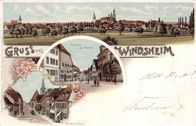 Gruss aus Windsheim Rothenburger Strasse Ansicht Litho AK 1900