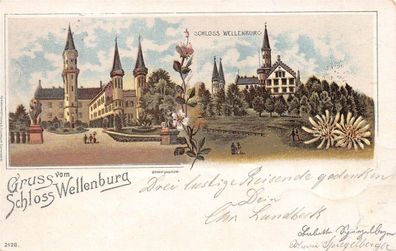 Gruss vom Schloss Wellenburg Litho AK 1897