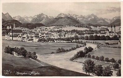 Kempten i. Allgäu Ansicht Panorama Postkarte AK