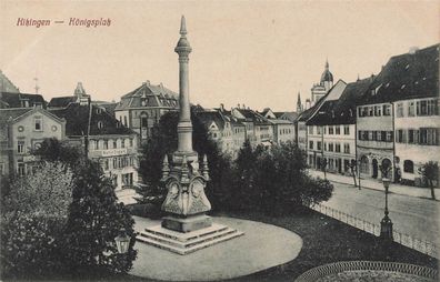 Königsplatz mit Denkmal in Kitzingen Bayern Postkarte AK