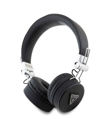 Guess PU Grained Triangle Logo ENC Kabellose Kopfhörer Bluetooth Headset - Schwarz