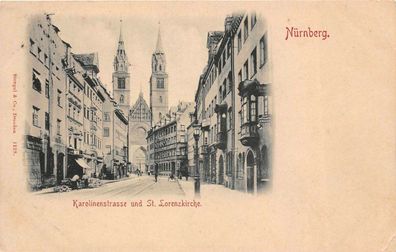 Nürnberg, Karolinenstrasse und St. Lorenzkirche Postkarte