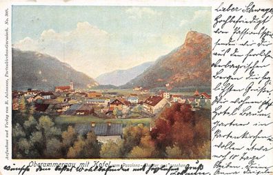 Oberammergau mit Kofel vom Passions-Theater gesehen Postkarte AK 1900