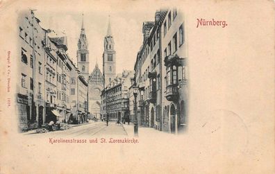 Nürnberg Karolinenstrasse und St. Lorenzkirche AK 1903