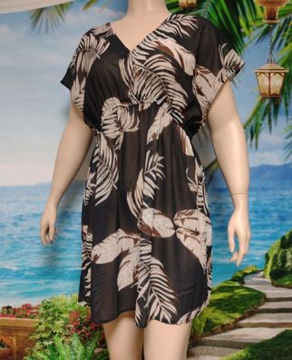 Chiffon Strandkleid Schwarz Kurz CUPSHE Blätterdruck Cover Up Größe M 40