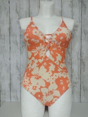 Badeanzug Cut-Out Orange CupShe Hawaii Print Größe S 38