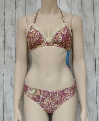 Bikini Set CUPSHE Neckholder Lila Paisley Muster Größe XS 36