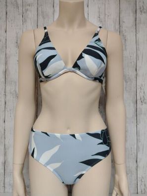 Damen Bikini Set Hellblau-Schwarz CUPSHE mit Bügeln Größe S 38