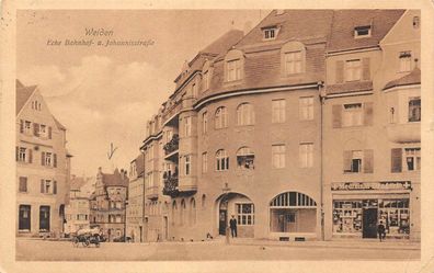 Weiden Ecke Bahnhof- u. Johannisstraße Postkarte AK 1913