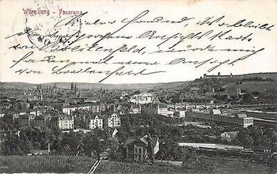 Würzburg Panorama Postkarte 1909