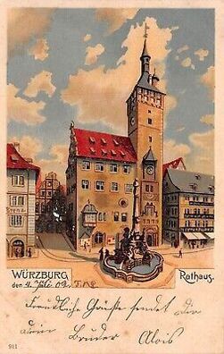 Würzburg Rathaus Postkarte AK