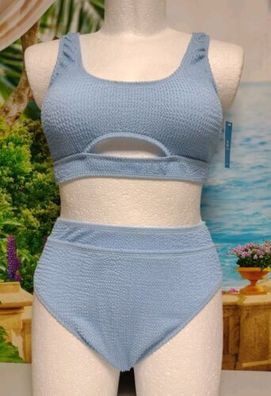 Bikini Set Hellblau CUPSHE Strukturiert Cut Out Größe L 44/46