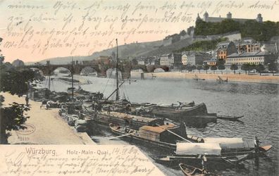 Würzburg Holz-Main-Quai Postkarte AK 1904