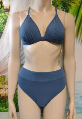 Bikini Set Blau Racerback CUPSHE Strukturiert Größe S 38