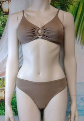 Bikini Set Braun CUPSHE Rippenstruktur Größe S 38