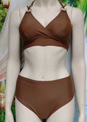 Bikini Set Braun CUPSHE Neckholder Größe S 38