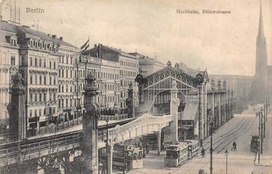 Berlin Hochbahn Bülowstrasse Straßenbahn Postkarte AK